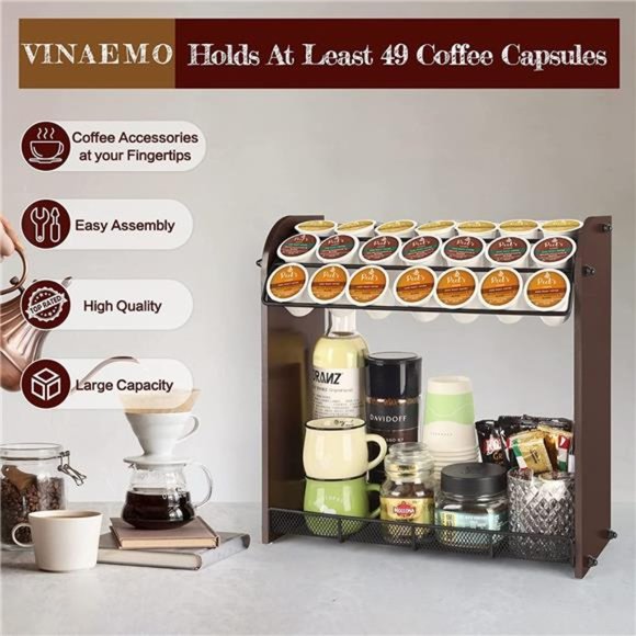 Cup Holder Large Capacity Coffee Pod Holder Coffee Bar Accessories & Cup Storage - Picture 6 of 6